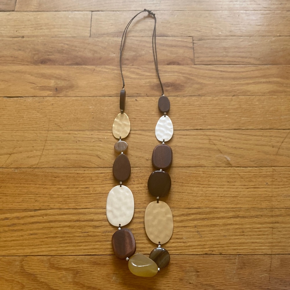 Long Flatbead Statement Necklace - image 1